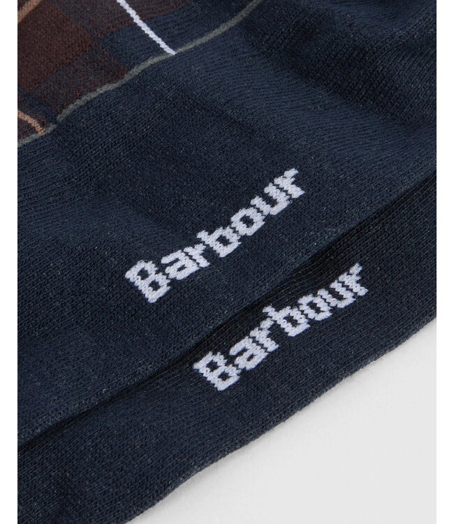 Barbour Paar Sokken, Katoen Mix, Geruit, Bruin, Blauw, Grijs, Midnight Oak Tartan