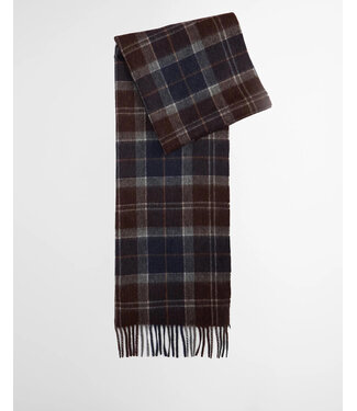 Barbour Barbour, Sjaal, Tartan Scarf, Lamswol, Bruin, Grijs, Blauw Geruit, Midnight Oak