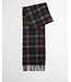 Barbour Sjaal, Tartan Scarf, Lamswol, Bruin, Grijs, Blauw Geruit, Midnight Oak
