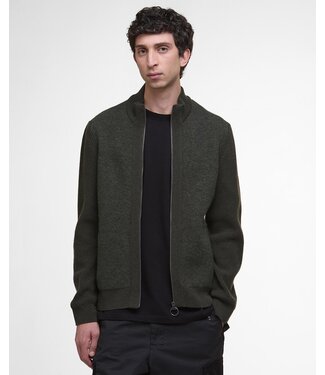Barbour Barbour, Vest met Rits, Lamswol, Katoen Mix, Donker Olijfgroen Gemeleerd
