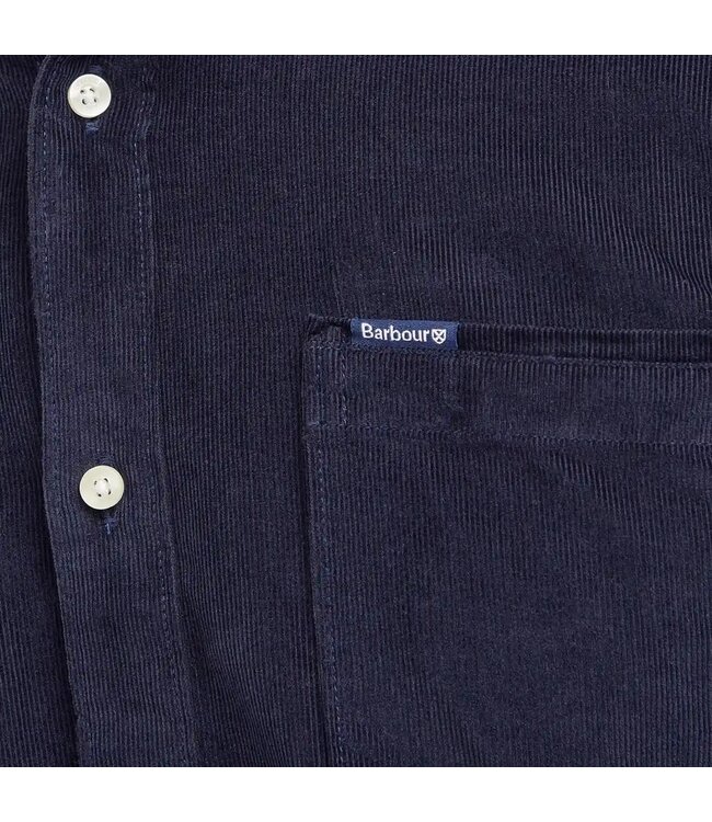 Barbour Overhemd, Tailored Fit, Donkerblauw Ribcord,  Classic Tartan Contrastkraag