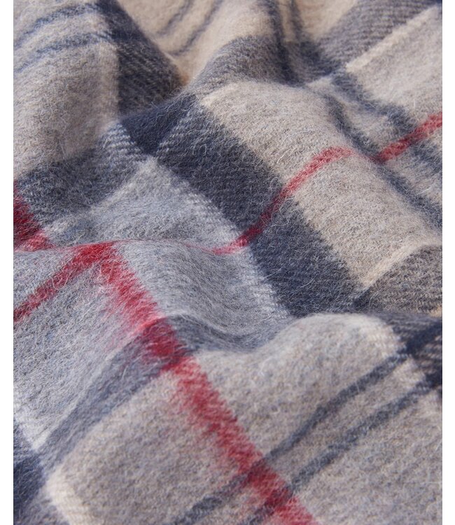 Barbour Sjaal, Merino Cashmere Mix, Tartan Grijs, Beige, Rood Geruit