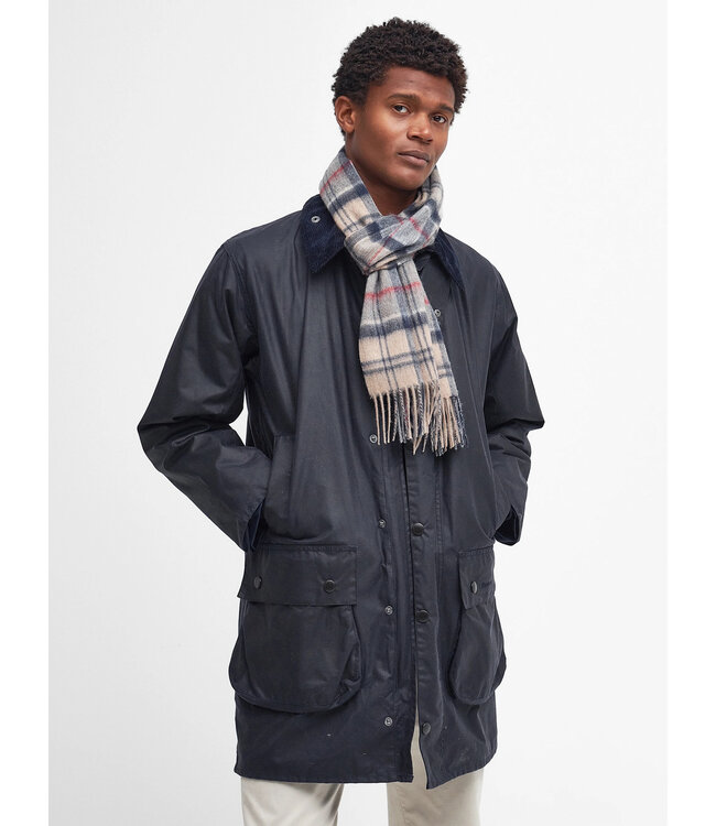 Barbour Sjaal, Merino Cashmere Mix, Tartan Grijs, Beige, Rood Geruit
