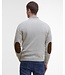 Barbour Trui, Lamswol, Lichtgrijs Gemeleerd, Ronde Hals, Elleboog Patch