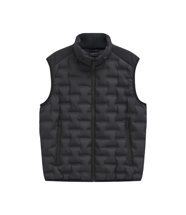 Bugatti Bodywarmer, Materiaal Mix, Donkerblauw Gestept