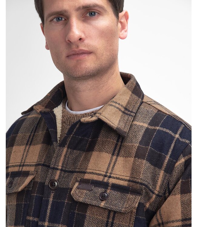 Barbour Overshirt, Model Willberry, Knoopsluiting, Blauw, Beige, Bruin Geruit