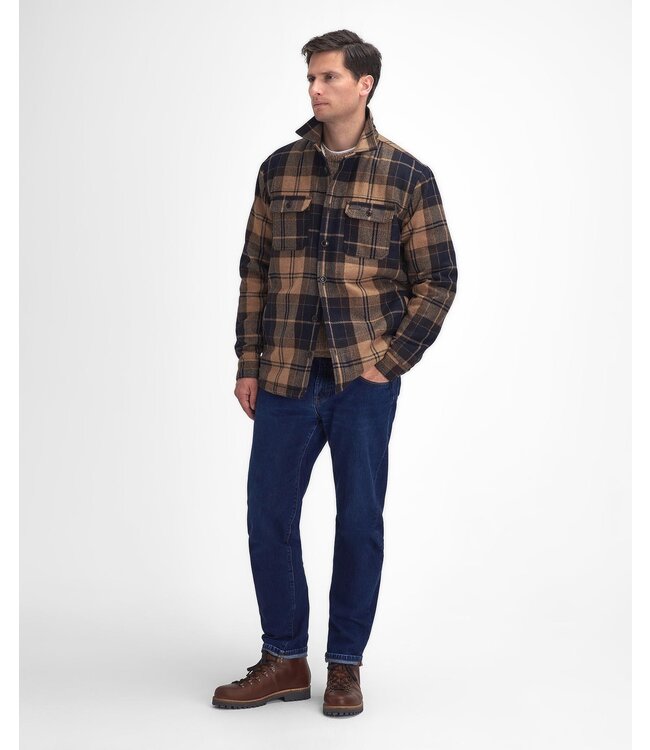 Barbour Overshirt, Model Willberry, Knoopsluiting, Blauw, Beige, Bruin Geruit