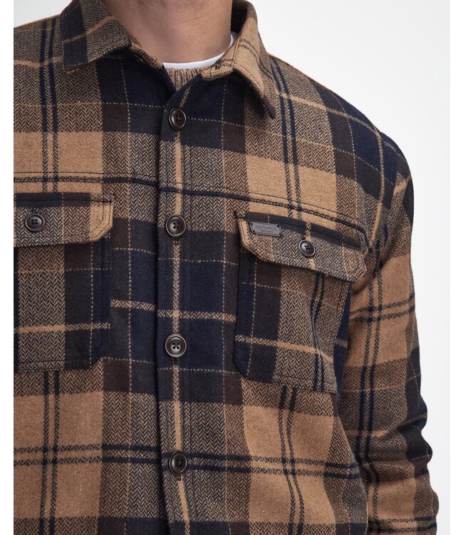 Barbour Overshirt, Model Willberry, Knoopsluiting, Blauw, Beige, Bruin Geruit