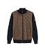 Bugatti Vest met Rits, Katoen Mix, Donkerblauw met Bruin Velour Ruit Front