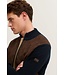 Bugatti Vest met Rits, Katoen Mix, Donkerblauw met Bruin Velour Ruit Front