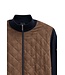 Bugatti Vest met Rits, Katoen Mix, Donkerblauw met Bruin Velour Ruit Front