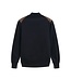 Bugatti Vest met Rits, Katoen Mix, Donkerblauw met Bruin Velour Ruit Front