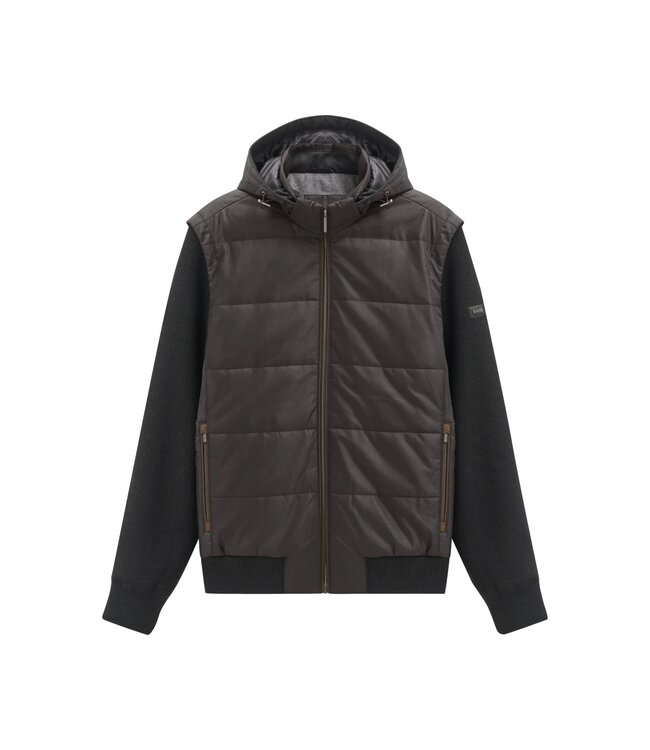 Bugatti Vest met Rits, Windstopper, Zwart, Horizontaal Gestept Front, Afritsbare Mouwen en Capuchon