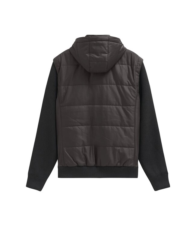 Bugatti Vest met Rits, Windstopper, Zwart, Horizontaal Gestept Front, Afritsbare Mouwen en Capuchon