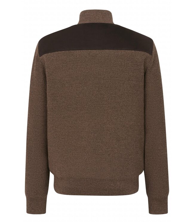 Bugatti Vest met Rits, Wol Mix, Bruin, Alcantara Front