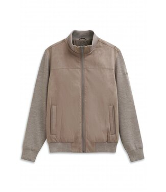 Bugatti Bugatti, Vest met Rits, Wol Mix, Taupe Faux Suède Front