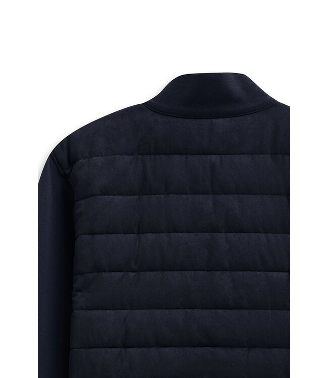 Bugatti Vest met Rits, Katoen Mix, Horizontaal Gestept, Donkerblauw