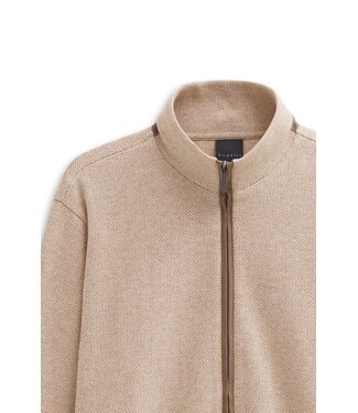 Bugatti Bugatti, Vest met Rits, Katoen, Beige Herringbone