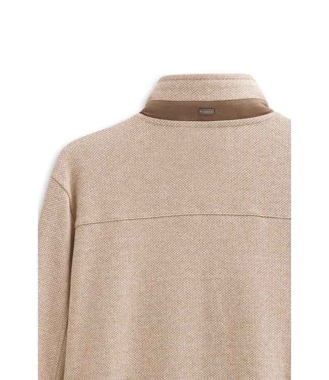 Bugatti Vest met Rits, Katoen, Beige Herringbone