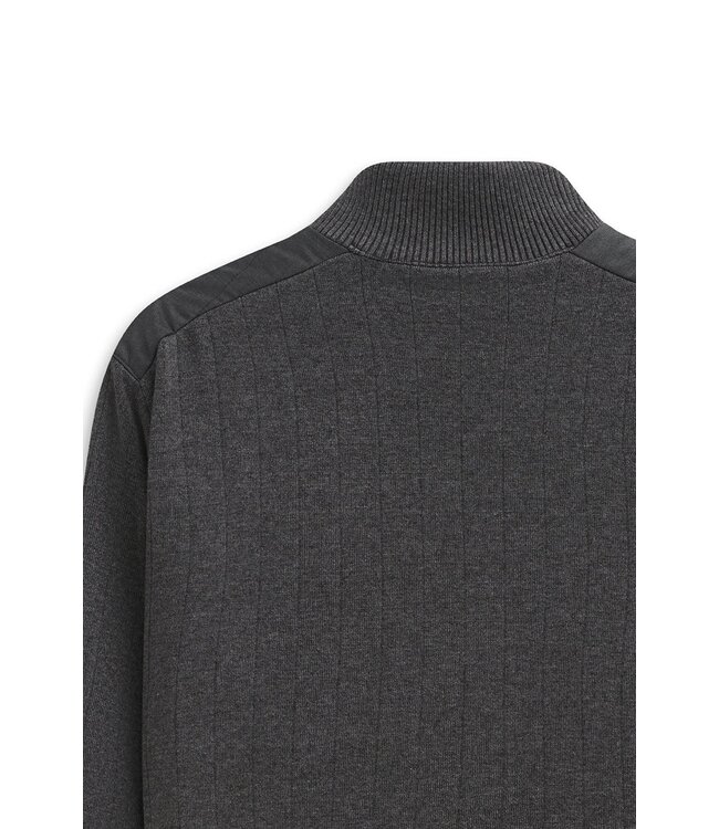 Bugatti Vest met Rits, Katoen Mix, Antraciet Grijs