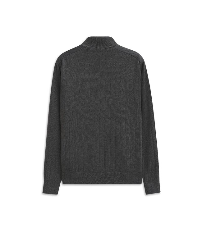 Bugatti Vest met Rits, Katoen Mix, Antraciet Grijs