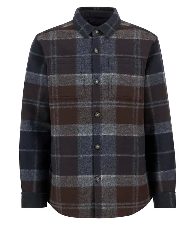 Barbour Chapter, Overshirt, Bruin, Blauw Grijs, Midnight Oak Tartan, Knoopsluiting