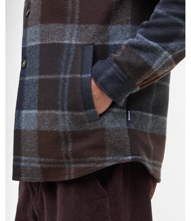 Barbour Chapter, Overshirt, Bruin, Blauw Grijs, Midnight Oak Tartan, Knoopsluiting