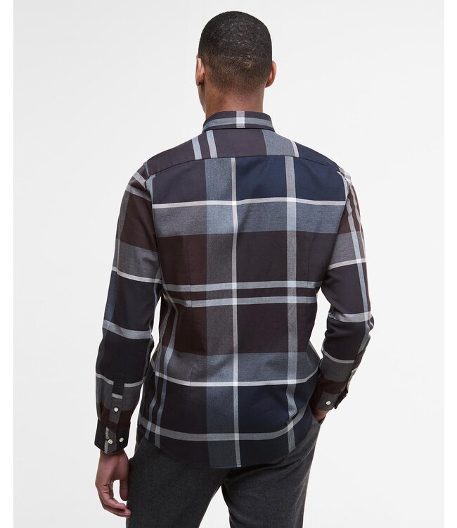 Barbour Overhemd, Tailored Fit, Flanel, Midnight Oak Tartan Groot, Grijs, Bruin, Blauw