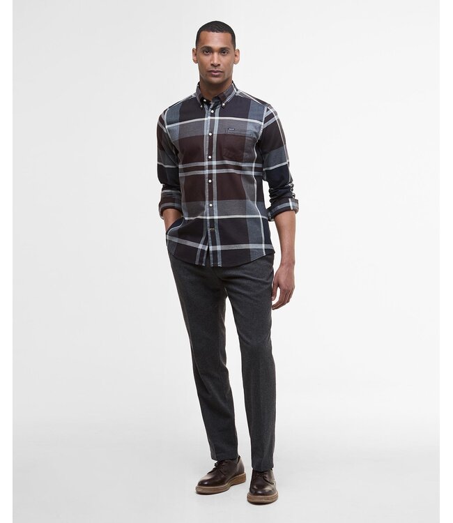 Barbour Overhemd, Tailored Fit, Flanel, Midnight Oak Tartan Groot, Grijs, Bruin, Blauw