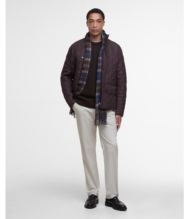 Barbour Jas, Tailored Fit, Quilted, Driekwart Model Lowerdale, Bruin, Black Oak Classic