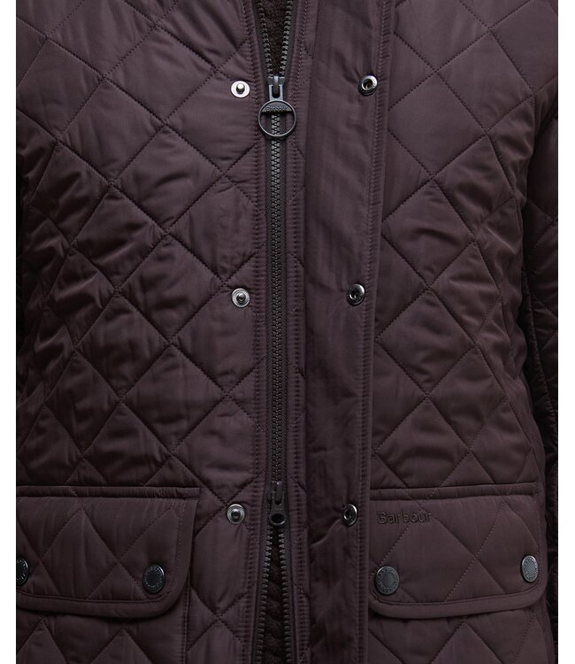 Barbour Jas, Tailored Fit, Quilted, Driekwart Model Lowerdale, Bruin, Black Oak Classic