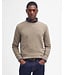 Barbour Trui, Essential, Lamswol, Beige Gemeleerd, Ronde Hals, Colour Fossil