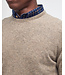 Barbour Trui, Essential, Lamswol, Beige Gemeleerd, Ronde Hals, Colour Fossil