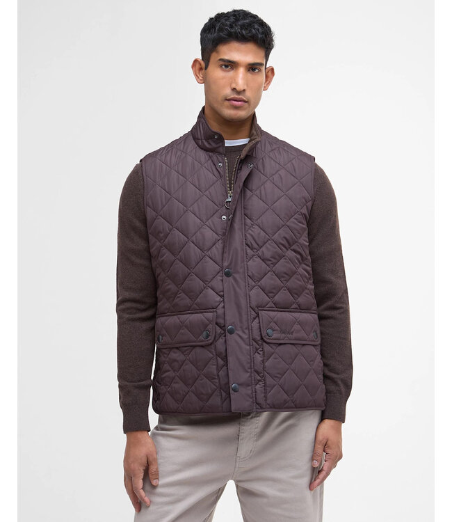 Barbour Quilted Bodywarmer met Rits, New Lowerdale Gilet, Donkerbruin, Black Oak