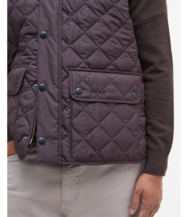 Barbour Quilted Bodywarmer met Rits, New Lowerdale Gilet, Donkerbruin, Black Oak