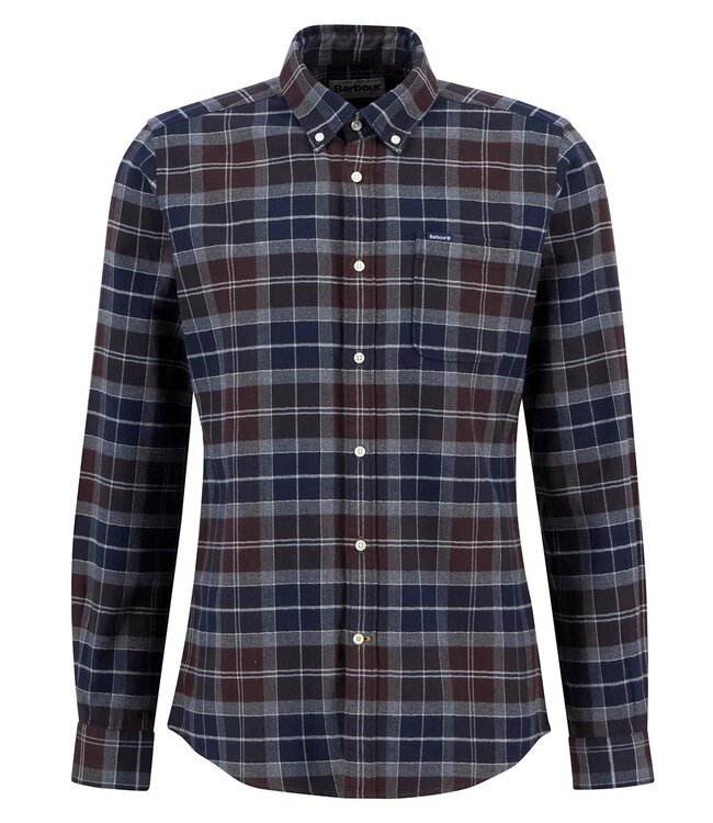 Barbour Overhemd, Tailored Fit, Flanel, Kyeloch, Midnight Oak Tartan, Grijs, Bruin, Blauw