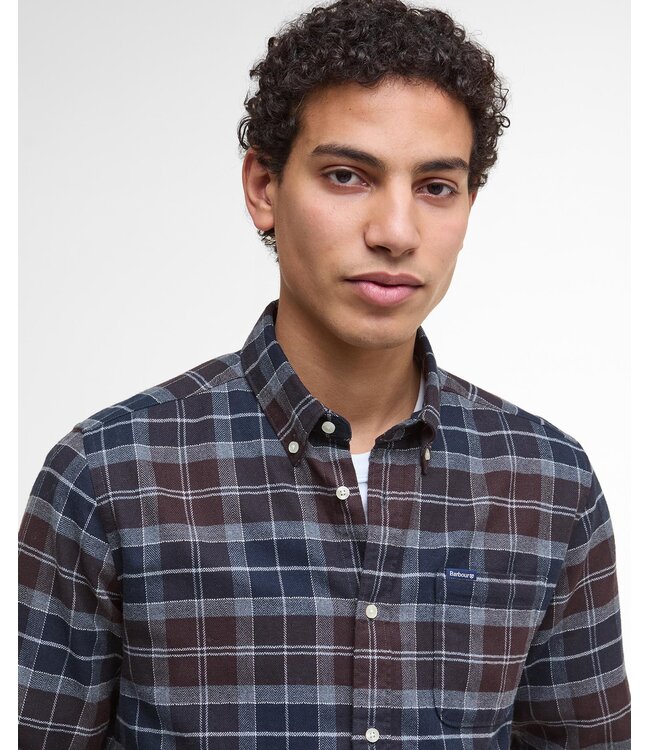 Barbour Overhemd, Tailored Fit, Flanel, Kyeloch, Midnight Oak Tartan, Grijs, Bruin, Blauw