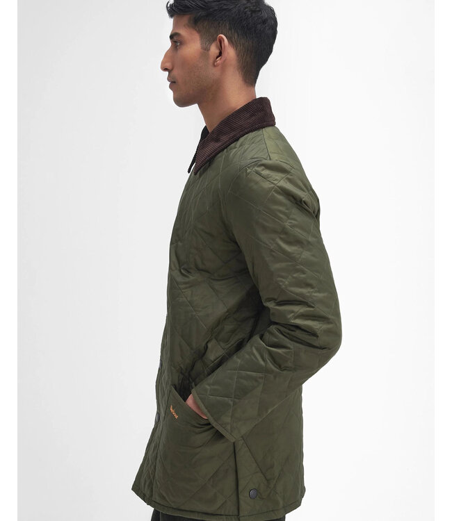 Barbour Jas, Tailored Fit, Quilted, Driekwart, Model Heritage Liddesdale, Olijfgroen, Olive