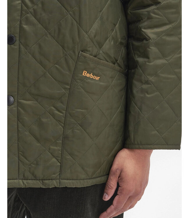 Barbour Jas, Tailored Fit, Quilted, Driekwart, Model Heritage Liddesdale, Olijfgroen, Olive