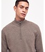 Barbour Half-Zip Trui, Taupe Gemeleerd, Tartan Accenten