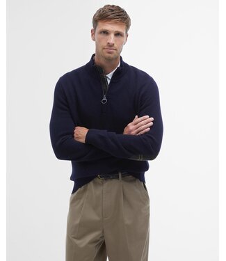 Barbour Barbour, Half-Zip Trui, Donkerblauw, Tartan Accenten