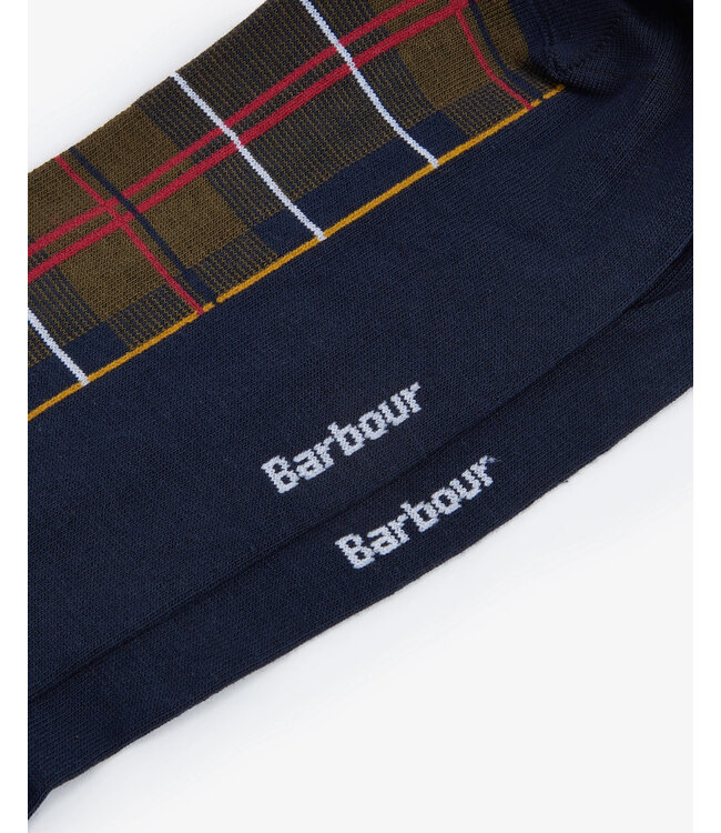 Barbour Paar Sokken, Katoen Mix, Geruit, Groen, Blauw, Geel, Grijs, Classic Tartan