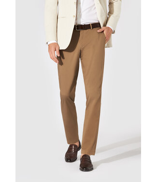 Hiltl Hiltl, Herenbroek, Chino Model, Satin Katoen, Donker Beige