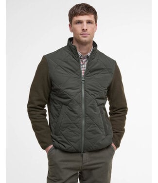 Barbour Barbour, Hybrid Fleece Jack / Jas met Rits, Gestept Front, Olijfgroen / Olive