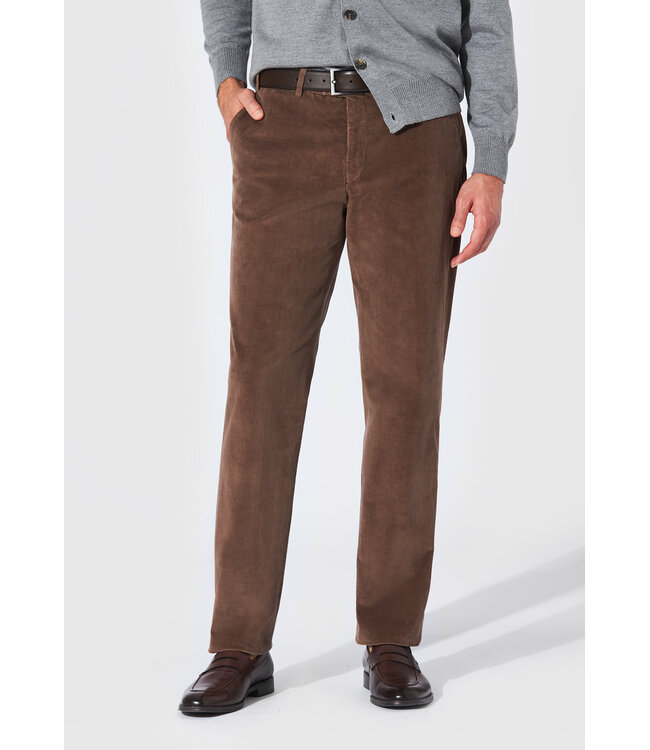 Hiltl Herenbroek,  Ribcord, Fijne Rib, Kleur Taupe