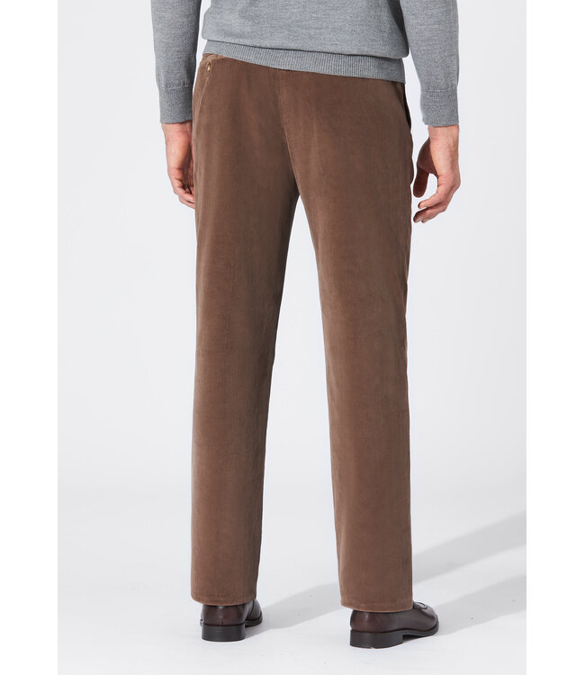 Hiltl Herenbroek,  Ribcord, Fijne Rib, Kleur Taupe
