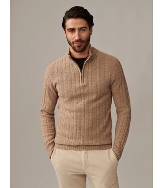 Cavallaro Napoli Cavallaro, Trui, Half-Zip, Wol, Taupe