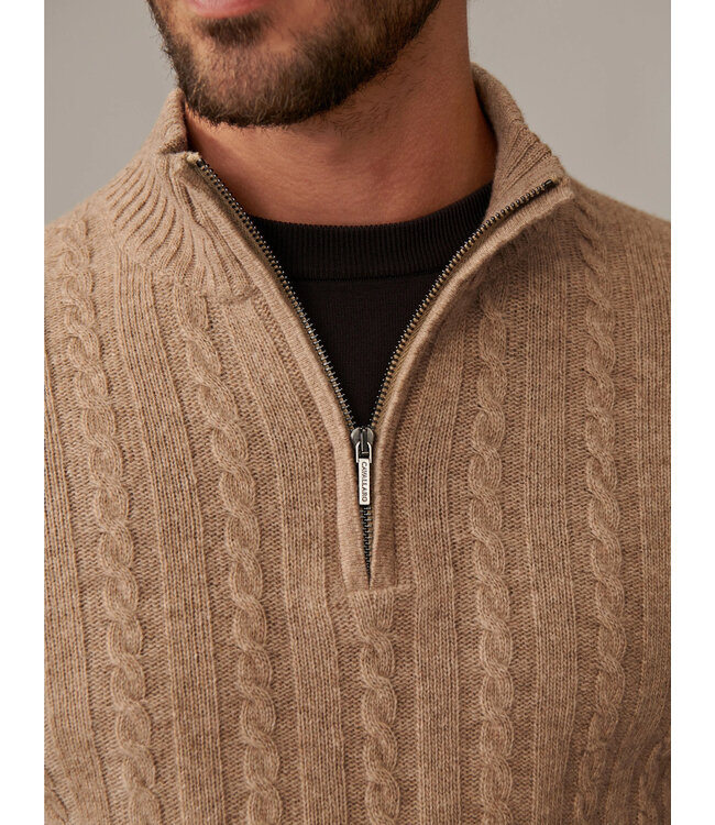 Cavallaro Napoli Trui, Half-Zip, Wol, Taupe