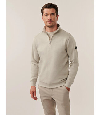 Cavallaro Napoli Cavallaro, Trui, Sweater, Half-Zip, Katoen Mix, Dark Kit, Beige