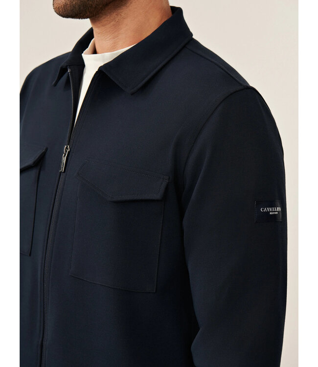 Cavallaro Napoli Overshirt met Rits, Bamboe-blend, Stretch, Donkerblauw